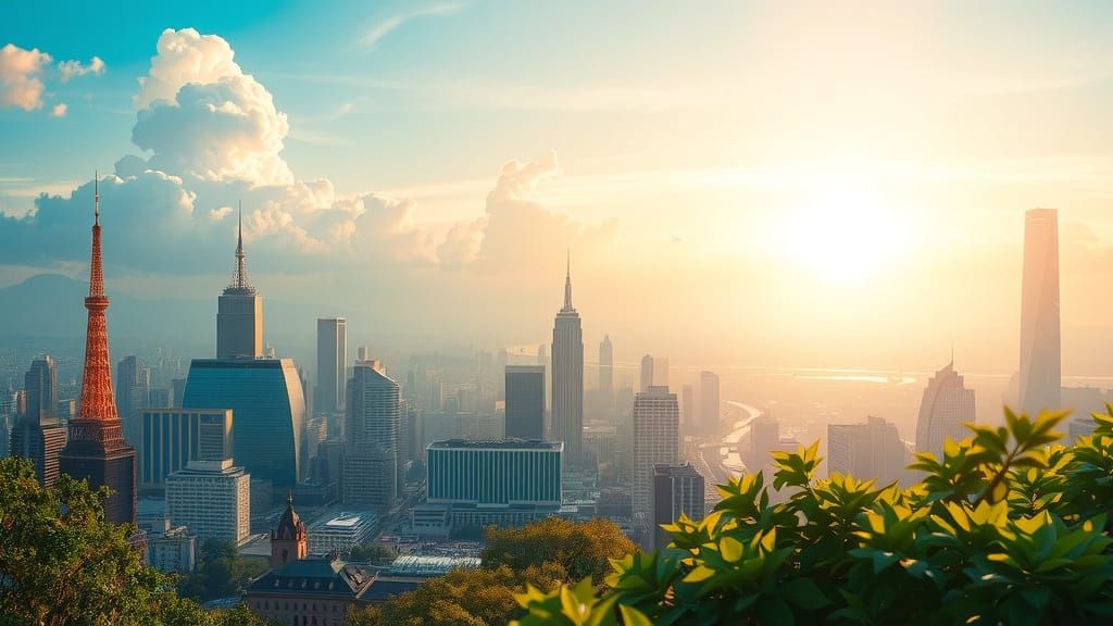 Ethereal Cityscape Transitions to Heavenly Atmosphere in Hyp...