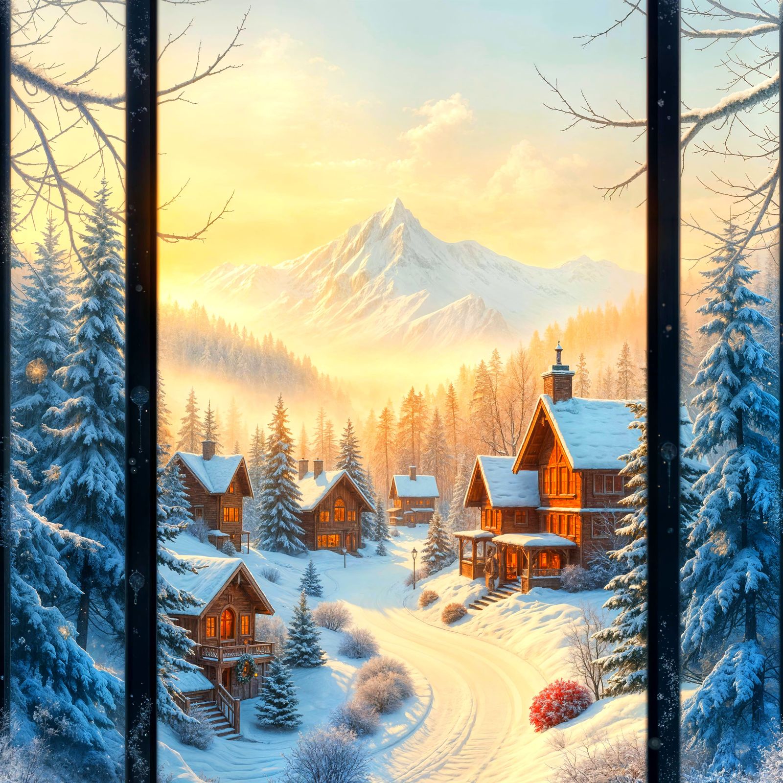 A Cozy Winter View In The Morning From My House Window