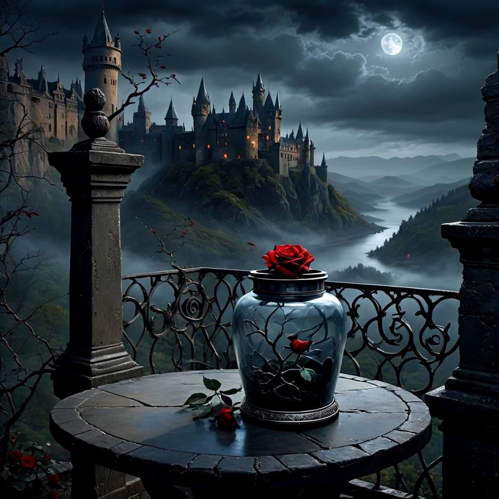 Sinister Red Rose Cove at Night