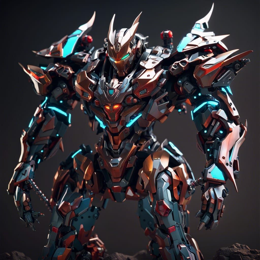 Ironsaga Demonblade Mecha with Dragonhead Detail