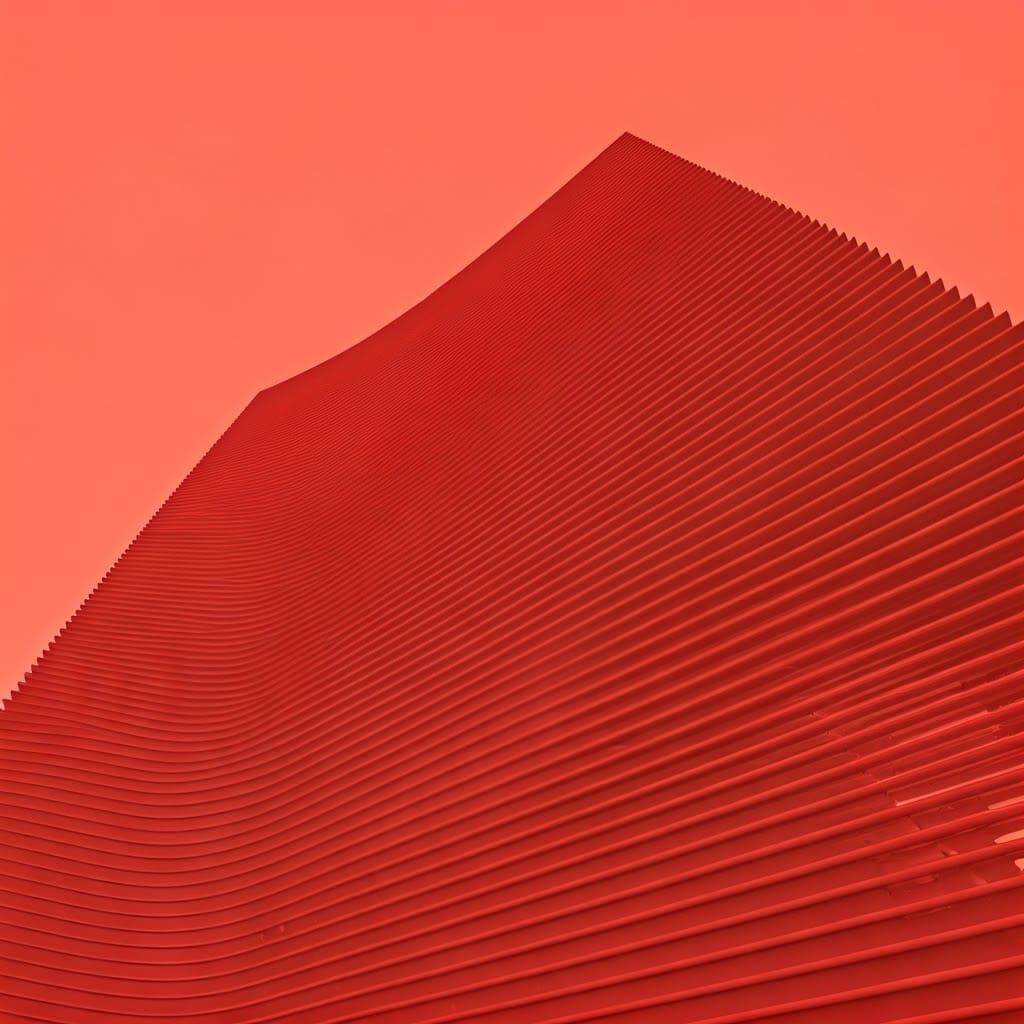 Modern Architectural Scene in Toned Red and Black