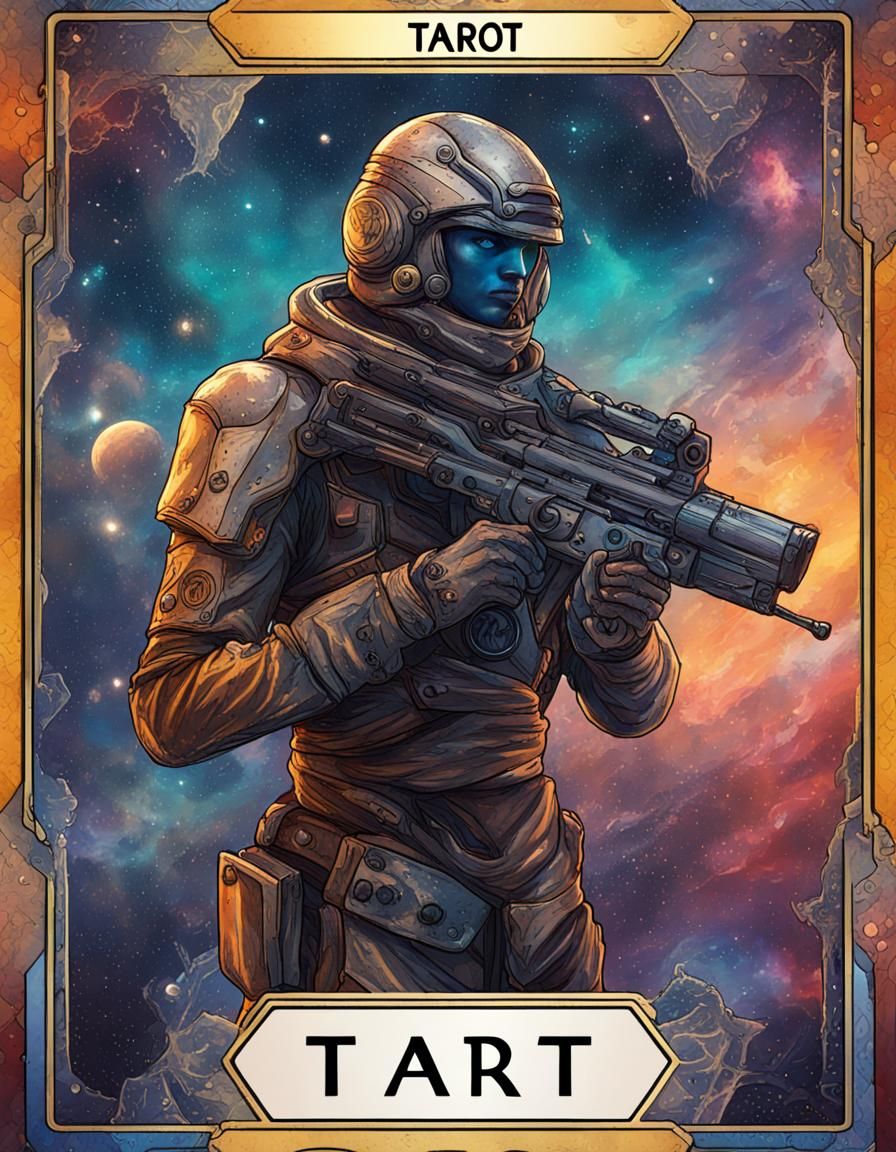 Sci-Fi Soldier in Galaxy, Hyperrealistic Concept Art