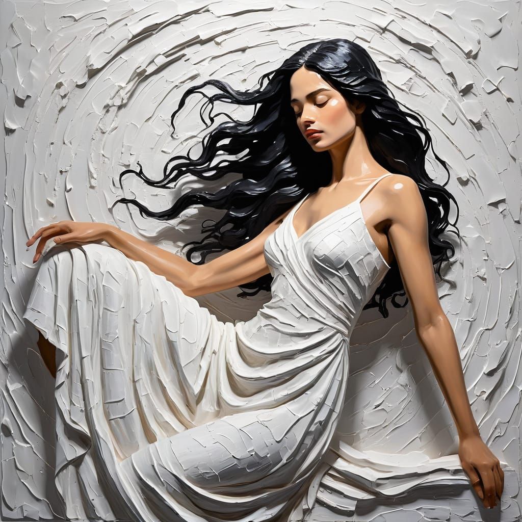 Mediterranean Goddess in Elegant Impasto Style