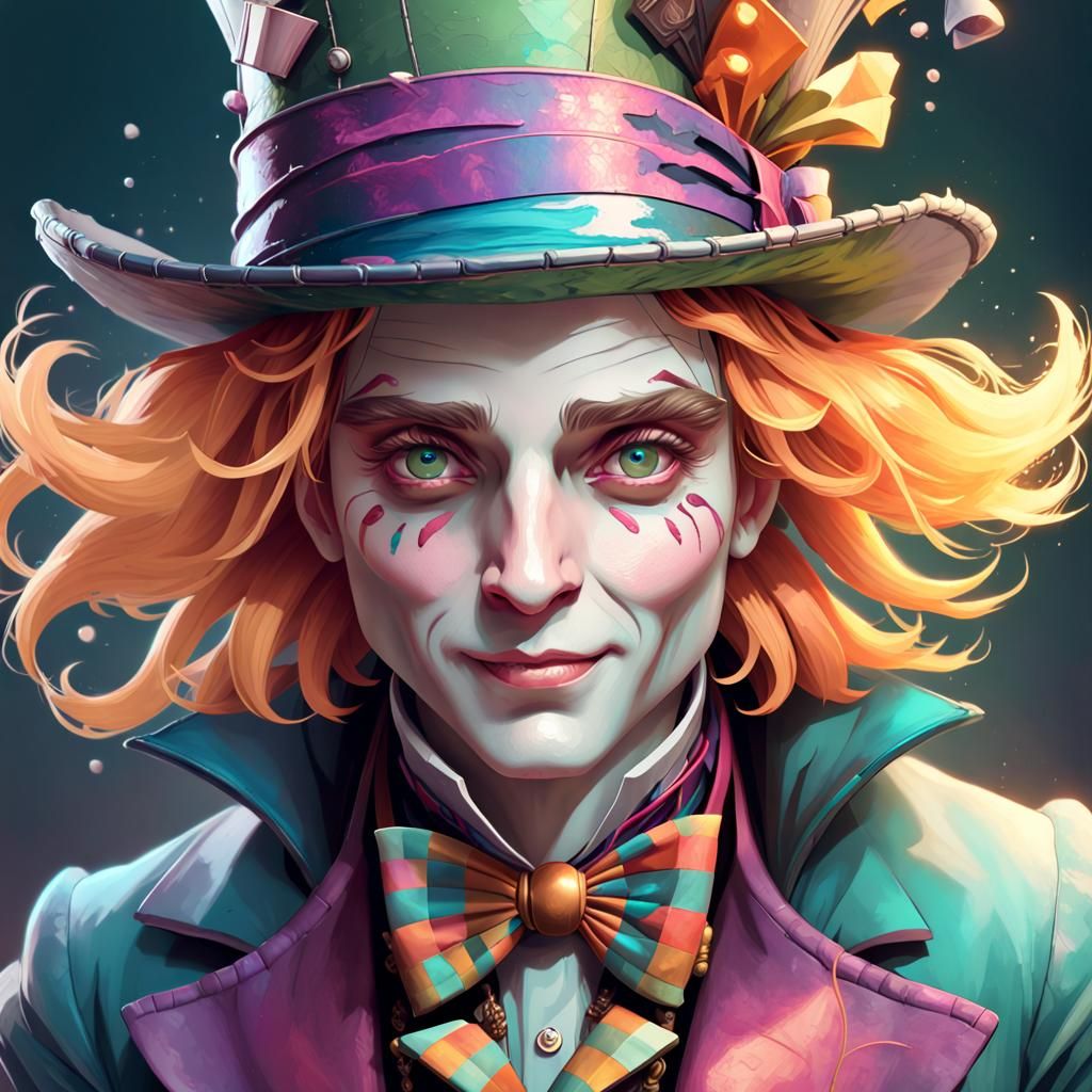 Detailed Mad Hatter Portrait in Art Nouveau Style