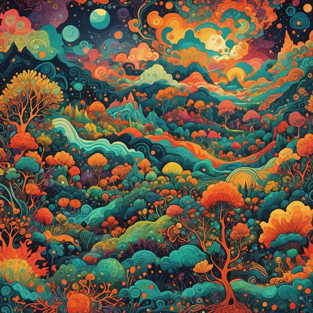 Psychedelic Surreal Landscape in Abstract Art