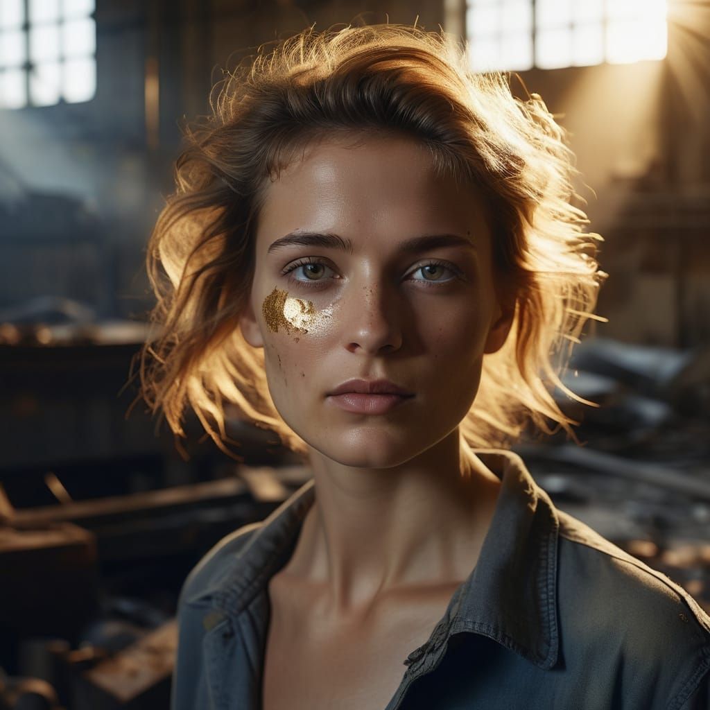 Editorial Fashion Portrait in Abandoned Factory