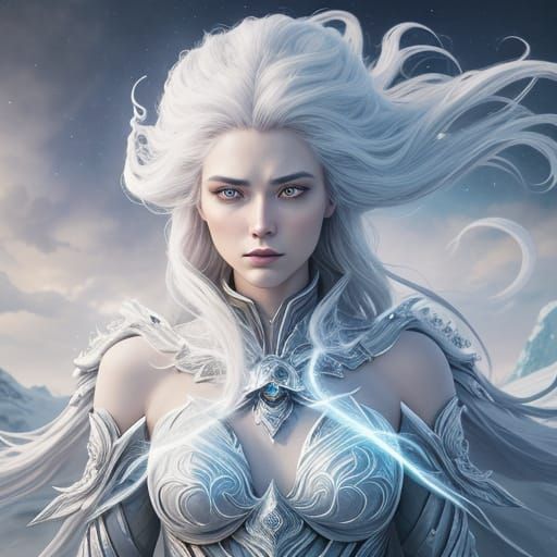 Ethereal Fantasy Heroine with Cosmic Aura