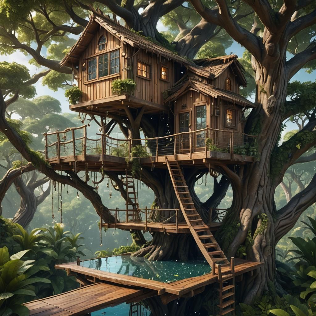 Ornate Treehouse with Diamond Decor, 4K Render