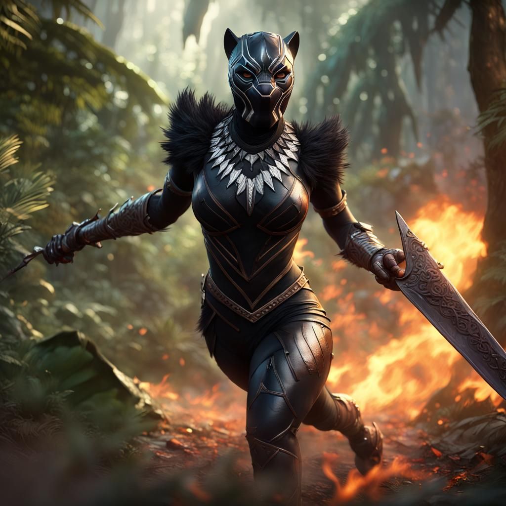 Rakasha Black Panther Hybrid in Burning Jungle