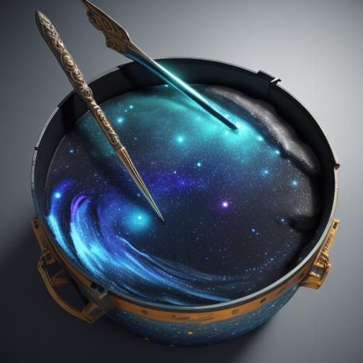 Galactic Paint Bucket in Hyper-Realistic Digital Art