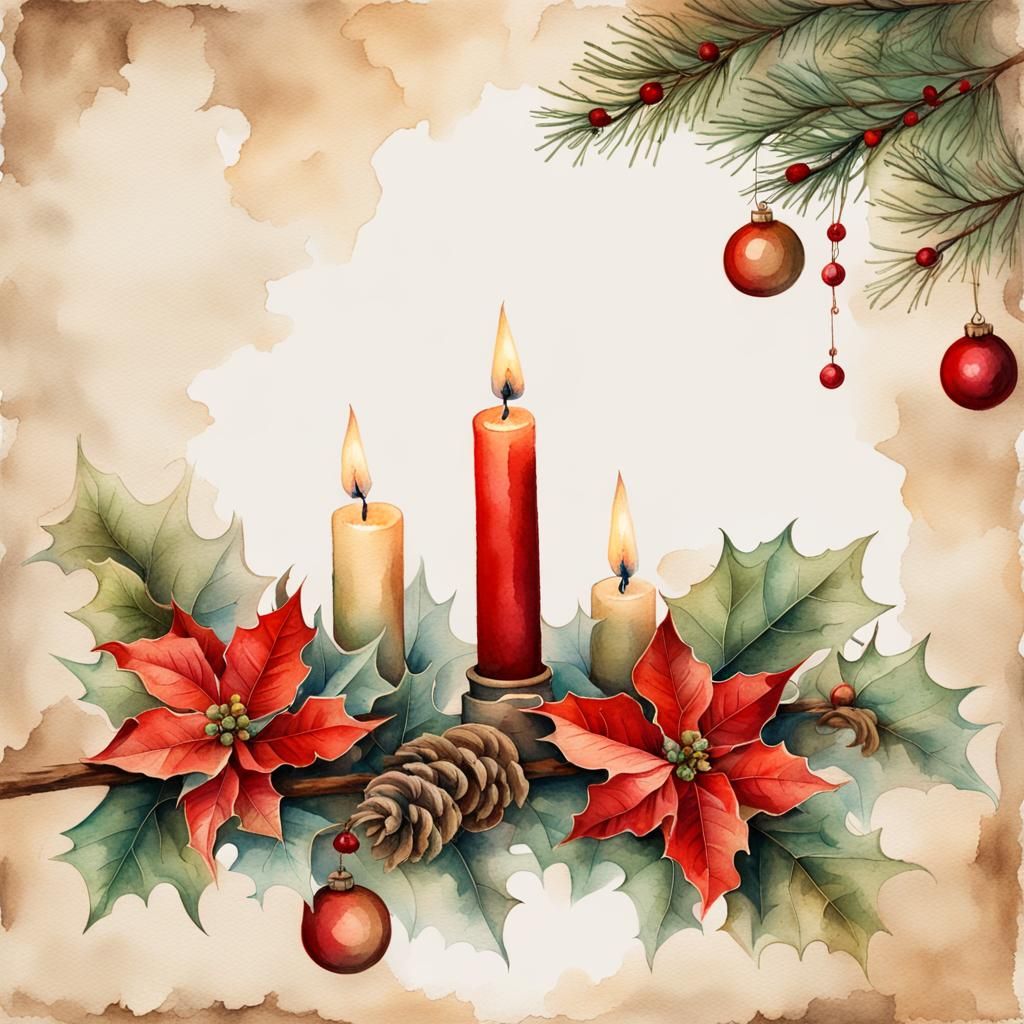 Festive Christmas Watercolor with Vintage Calligraphy