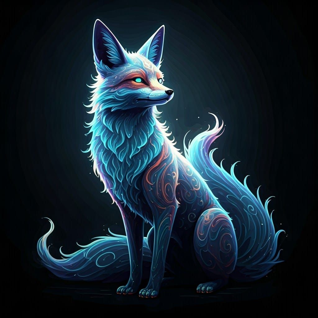 Majestic Iridescent Fox in Twinkling Light Latticework