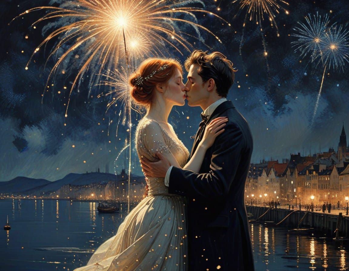 Midnight Kiss Under Sparkling Starlight