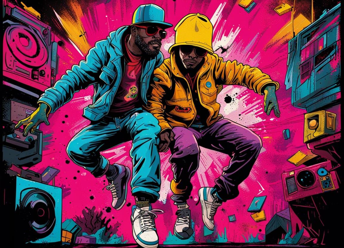 Gritty Breakdance Fight in 80s Action Style