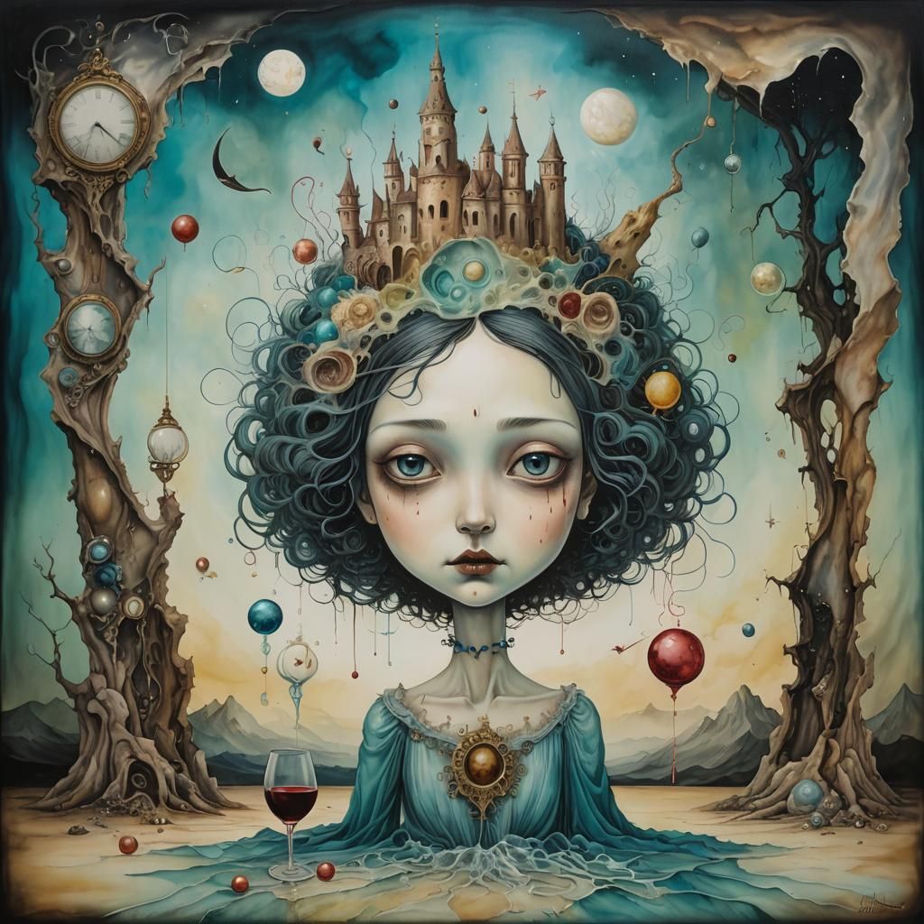 Surreal Dreamscape of Truth and Lies in Alcohol Ink