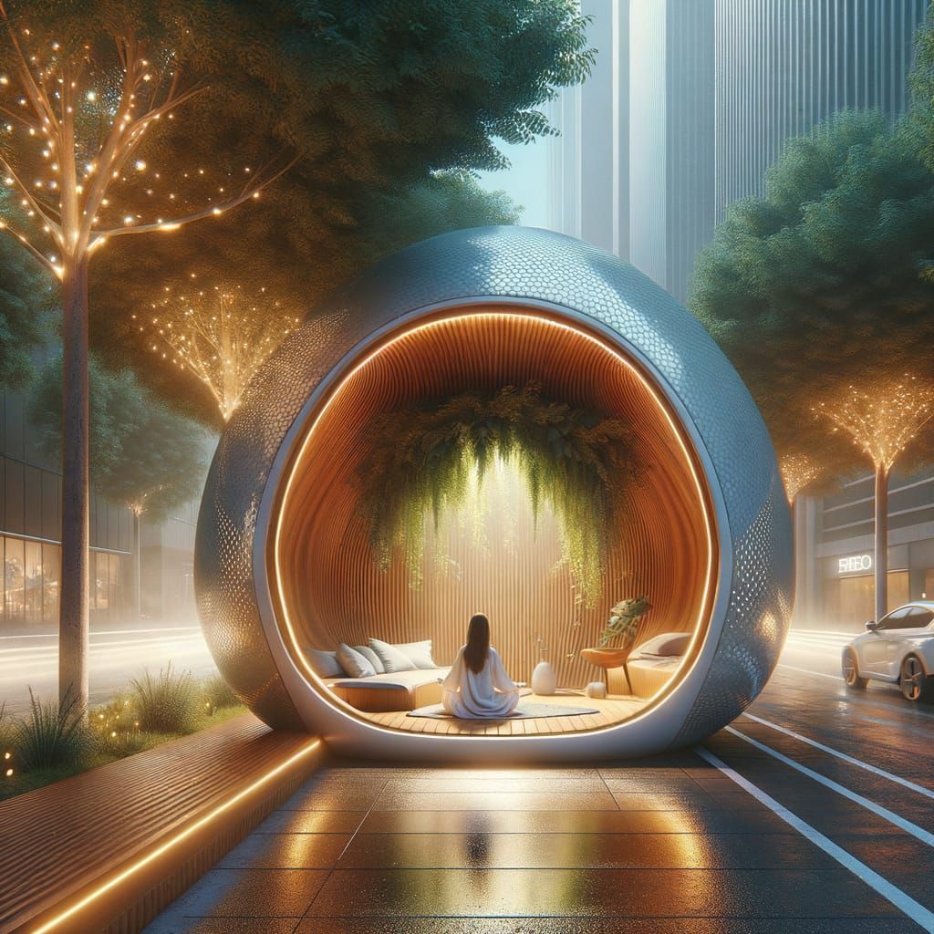 Tranquil Roadway Pod for Mental Well-being