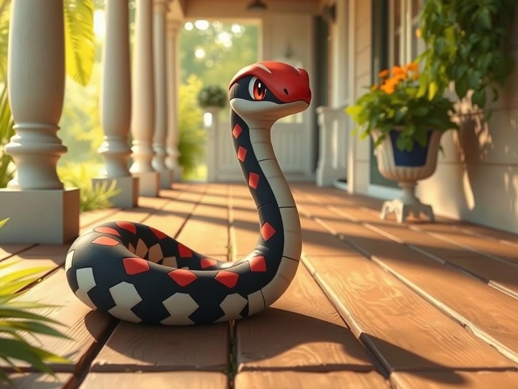 Brazilian Coral Snake Pokémon in Watercolor Style