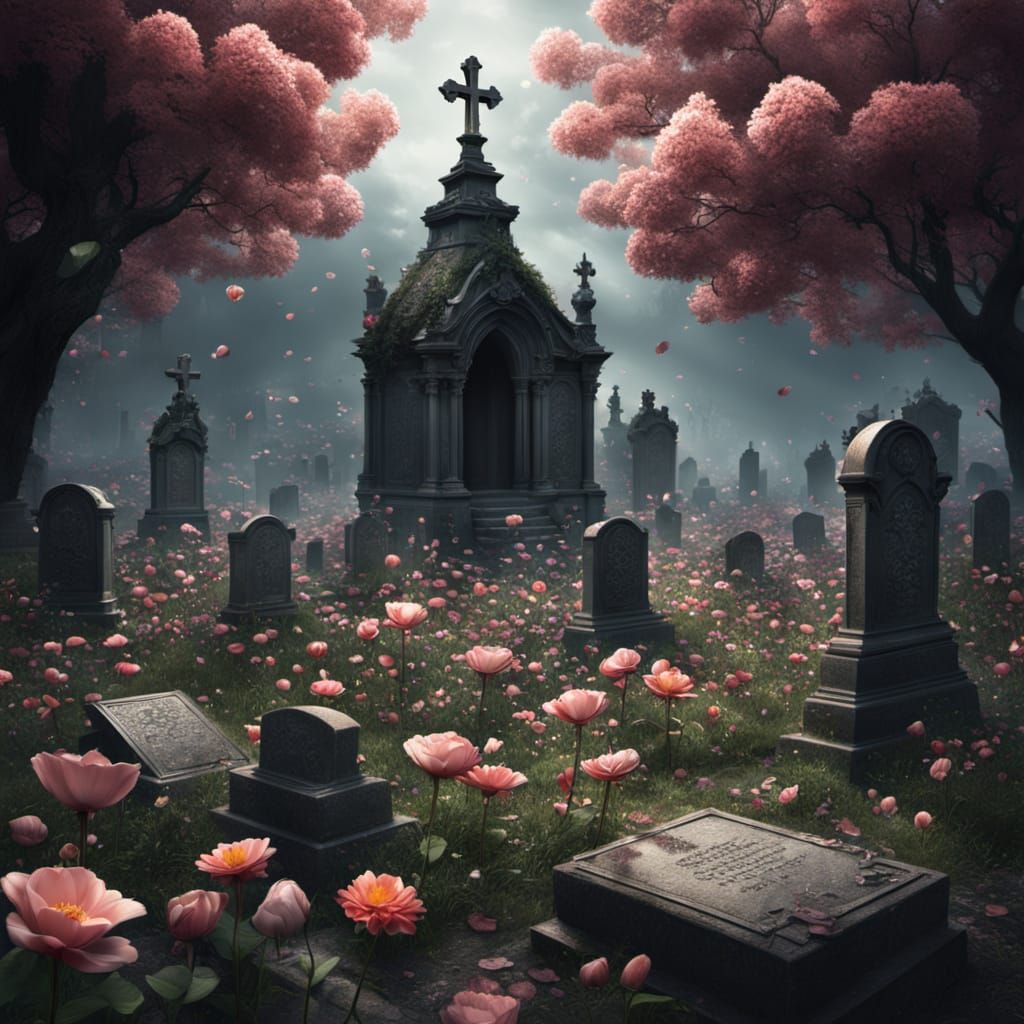Petals Bloom on Forgotten Graves: Digital Matte Painting