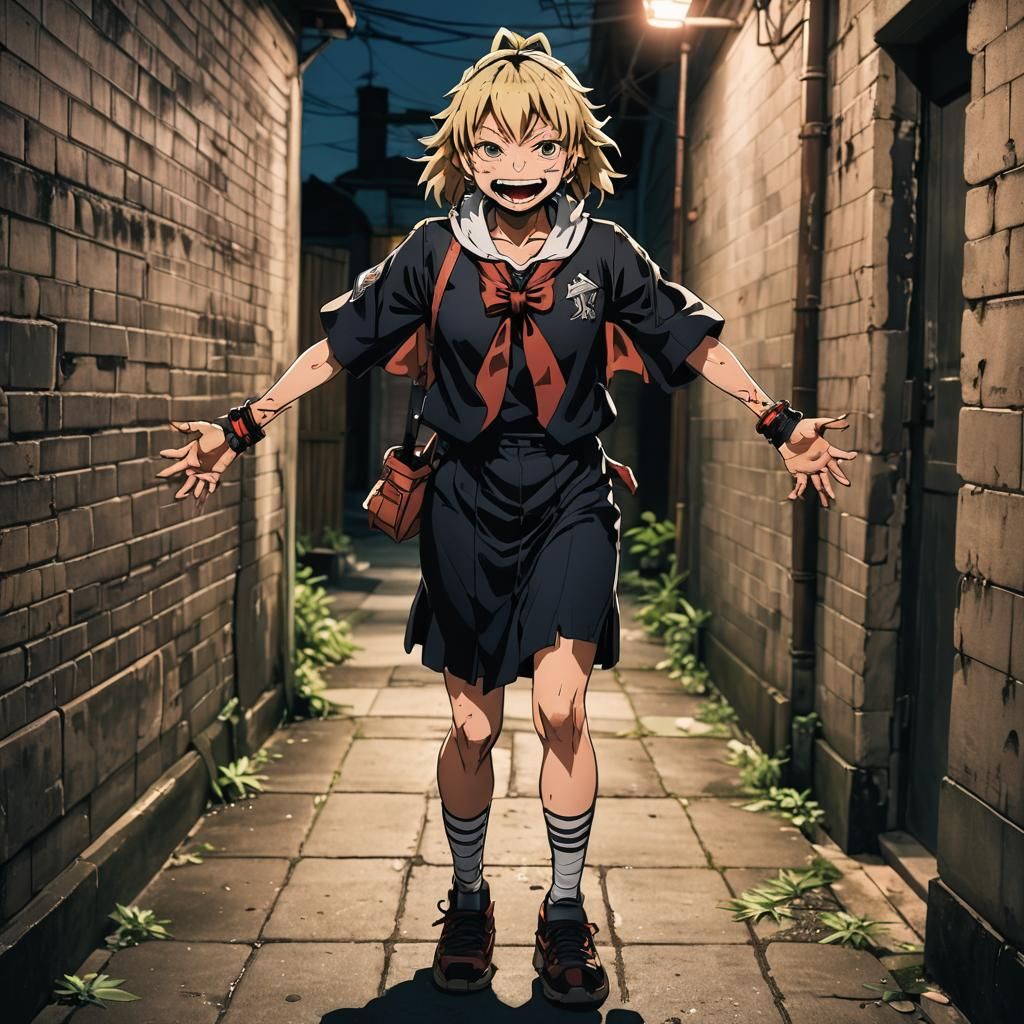 Himiko Toga's Sinister Grin: Vibrant Anime Portrait