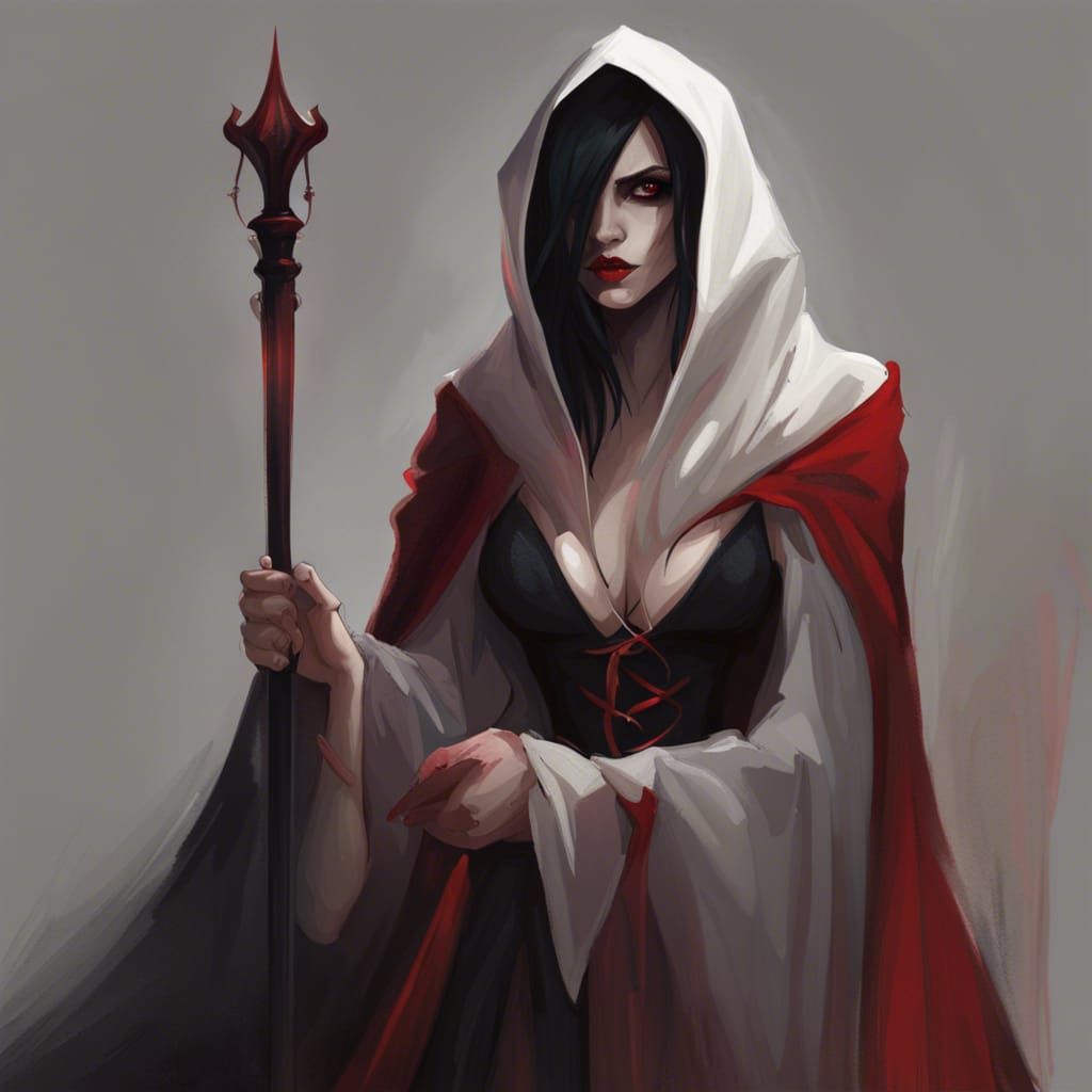 Vampire Woman in Flowing Black Robe