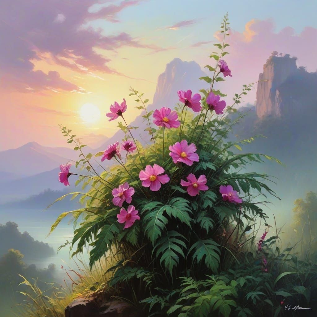Serene Landscape in Vibrant Oil on Canvas