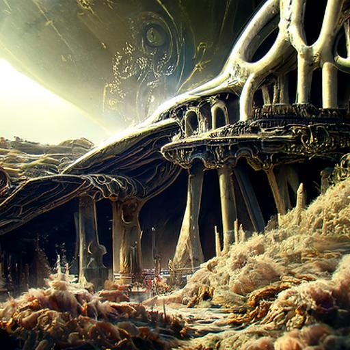 Europa Alien Temple: Biopunk Science Fiction Art