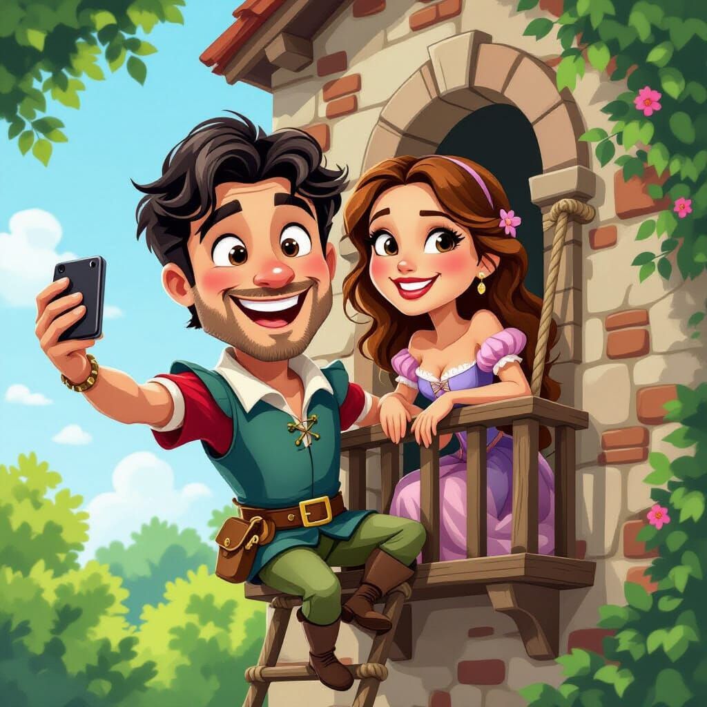 balcany selfie caricatures of romeo & juliet