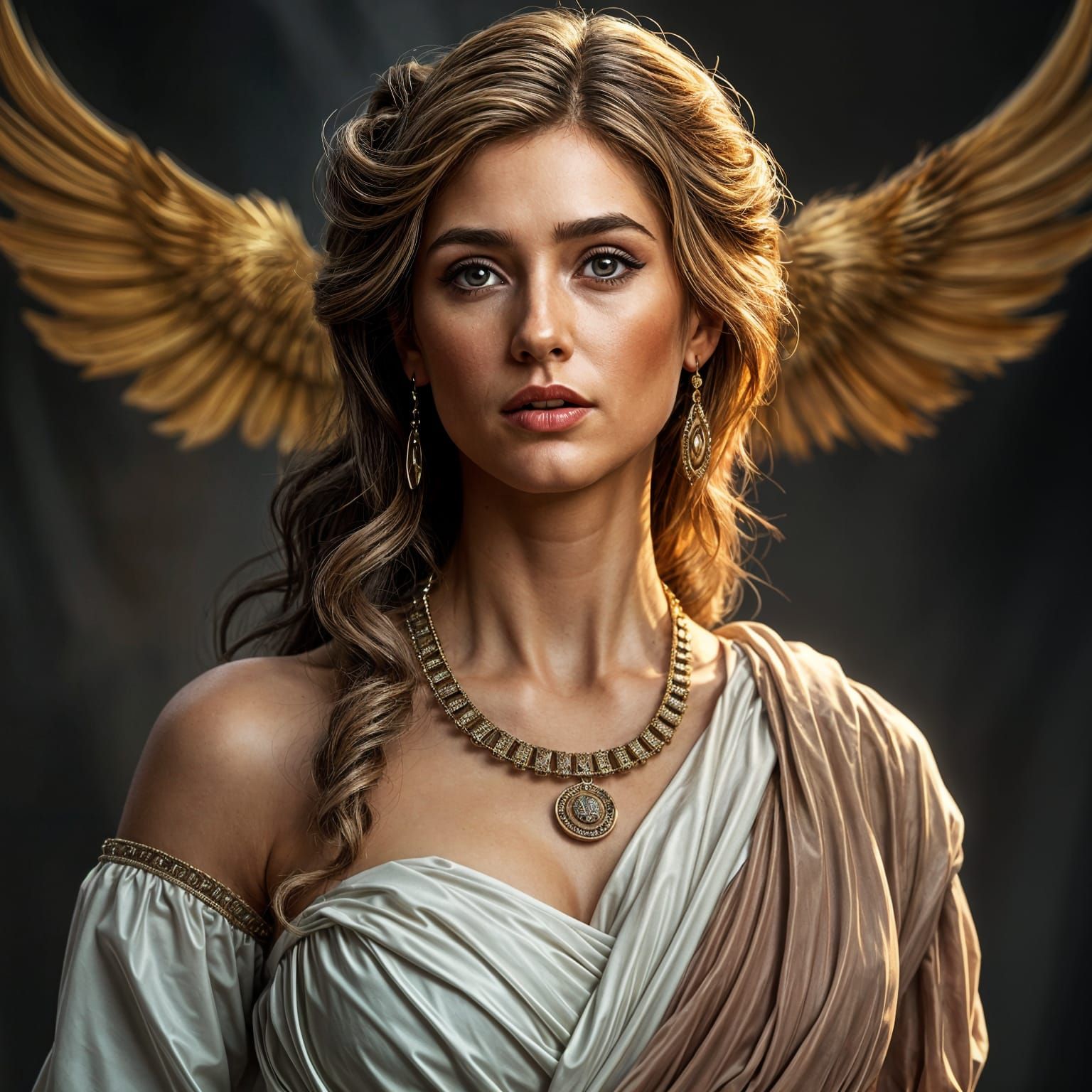 Goddess in Latex Dress, Greek Roman Style