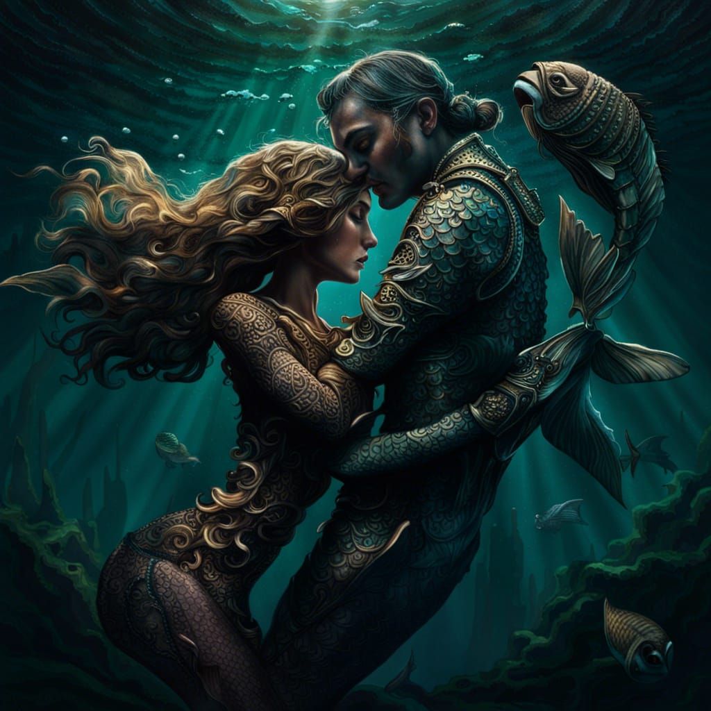 Reverse Mermaid Kisses Pirate: Digital Matte Painting