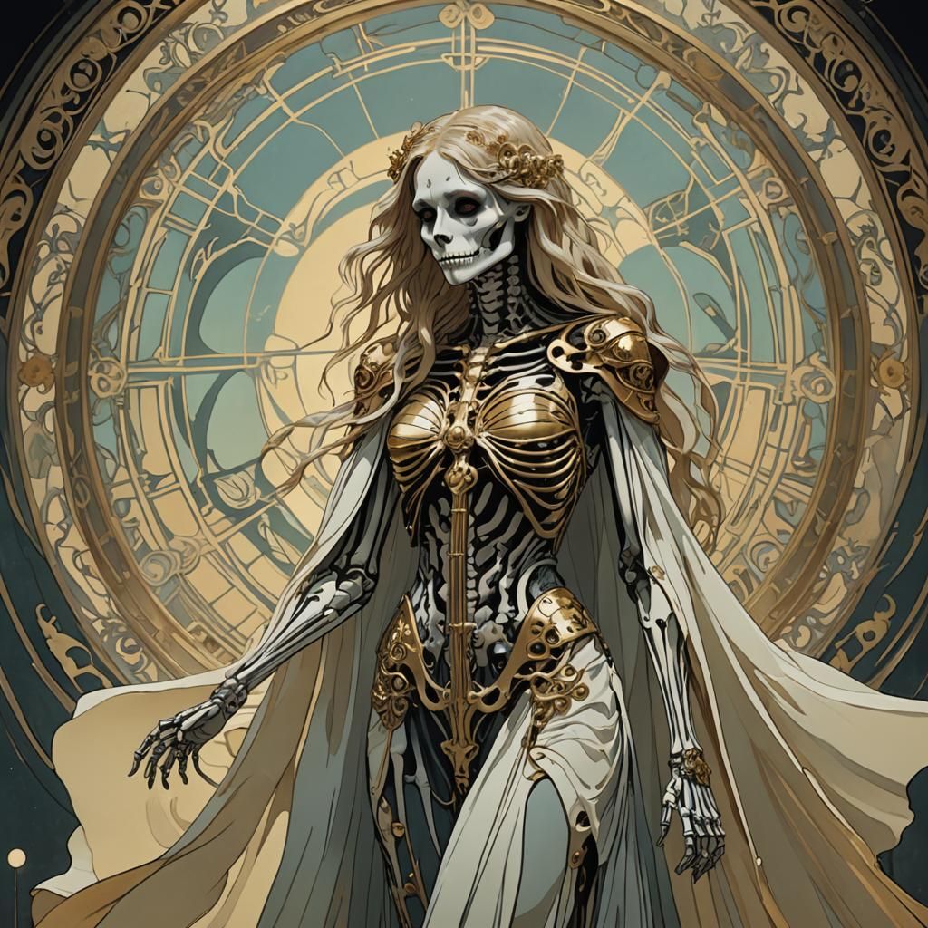 Art Nouveau Zebra Woman in Ethereal Light