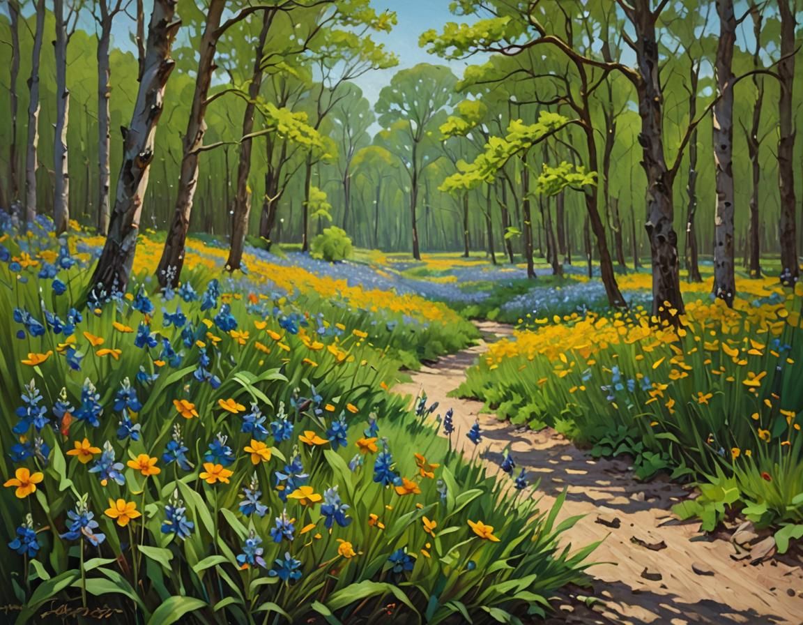 Wildflower Preserve Oil Painting with Impasto Effect