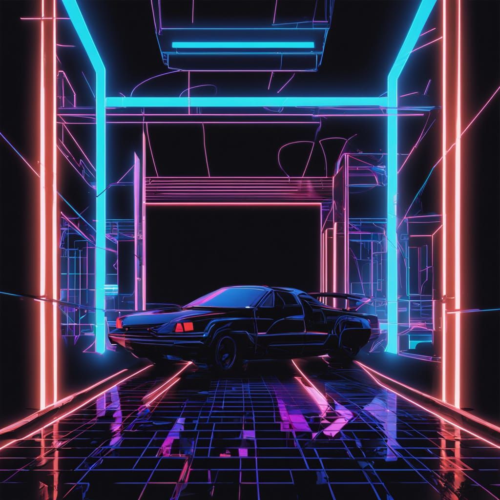 Electric Dreamscape in Neon Futurism Style