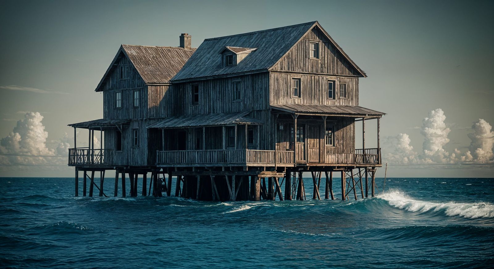 Epic Cinematic Island Abode in Film-Grain Glory