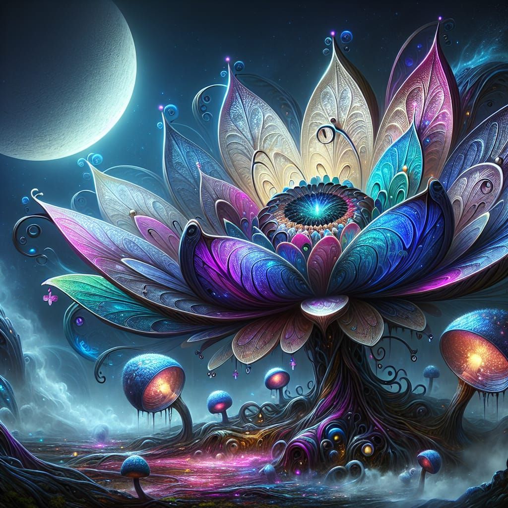 Surreal Alien Flower in Dark Fantasy Style