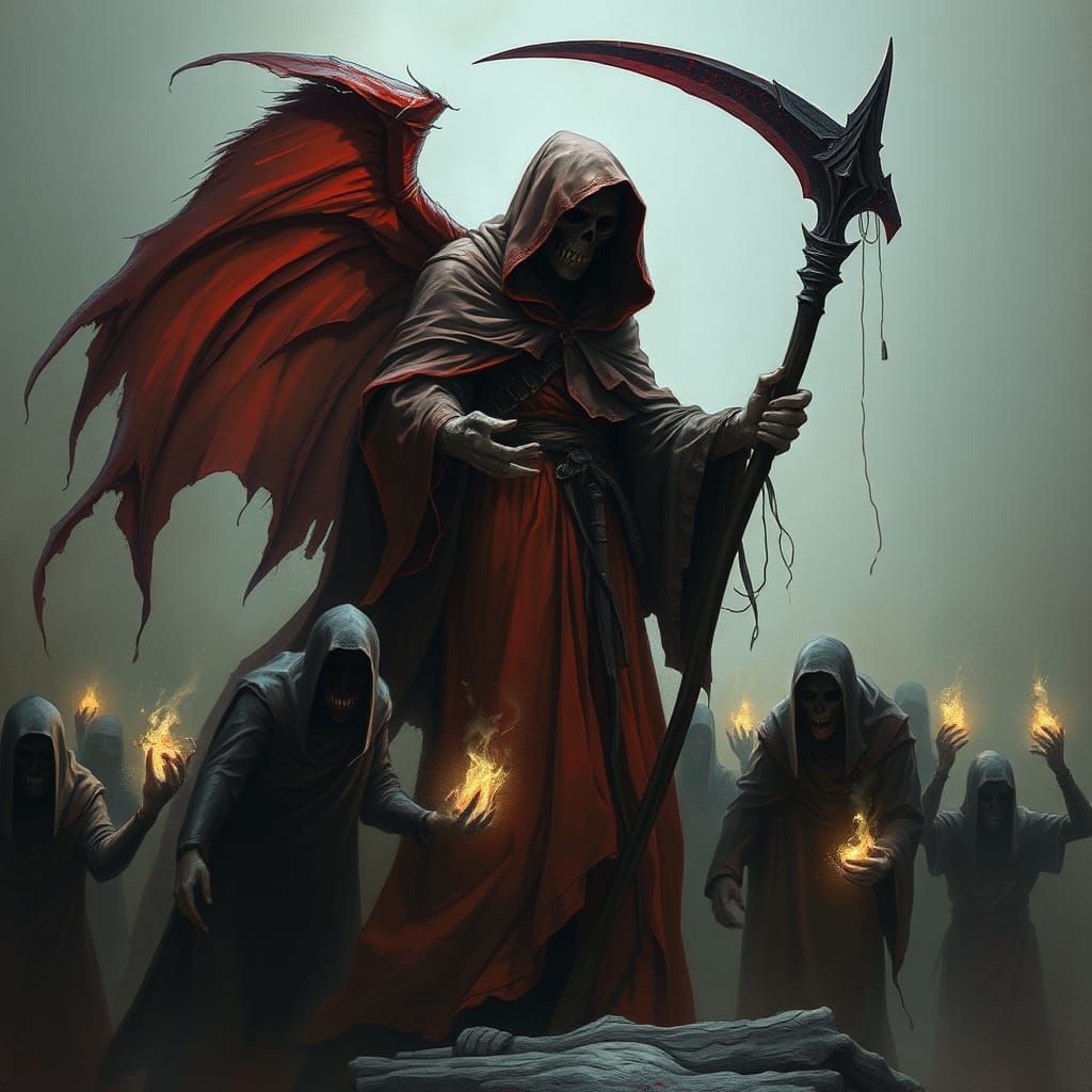 Grim Reaper with Ethereal Scythe and Souls