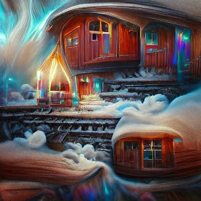 Magical Winter Train Cabin at Christmas: 3D Art