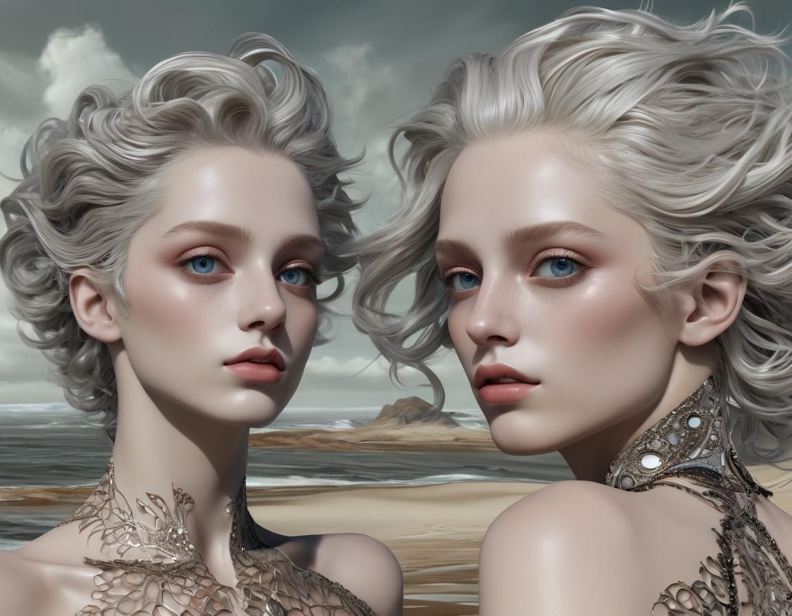 Androgynous Figures Dancing in Manga Style