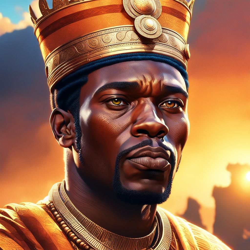 African Prince on Jeweled Throne in Splash Art Style
