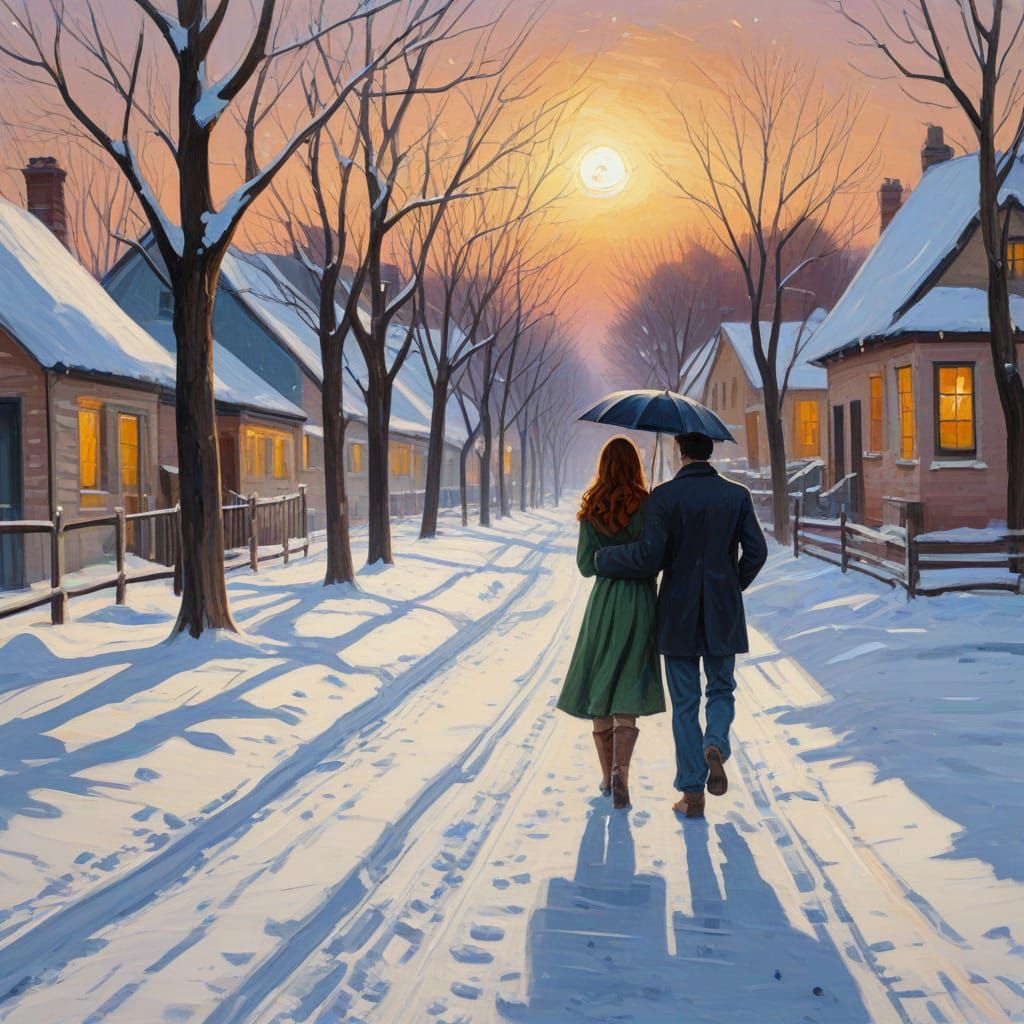 Warm Golden Hour Love in the Snow