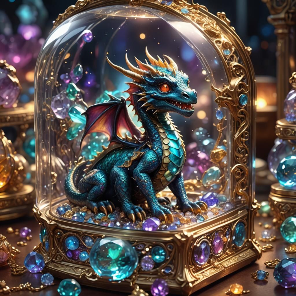 Baby Dragon in Jewelry Box: Digital Matte Painting