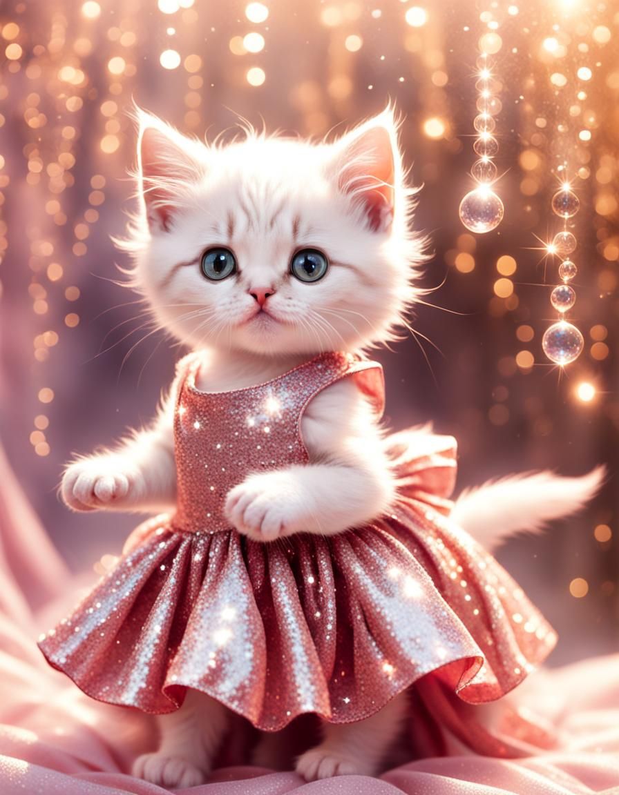 Kittens in Sparkly Dresses: A Whimsical Scene