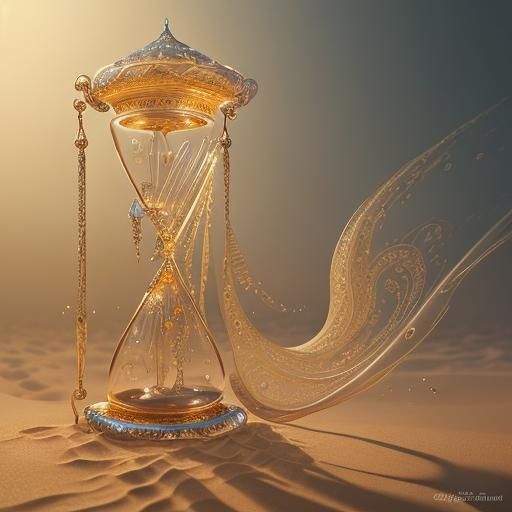 majestic hourglass made of intricate golden sand