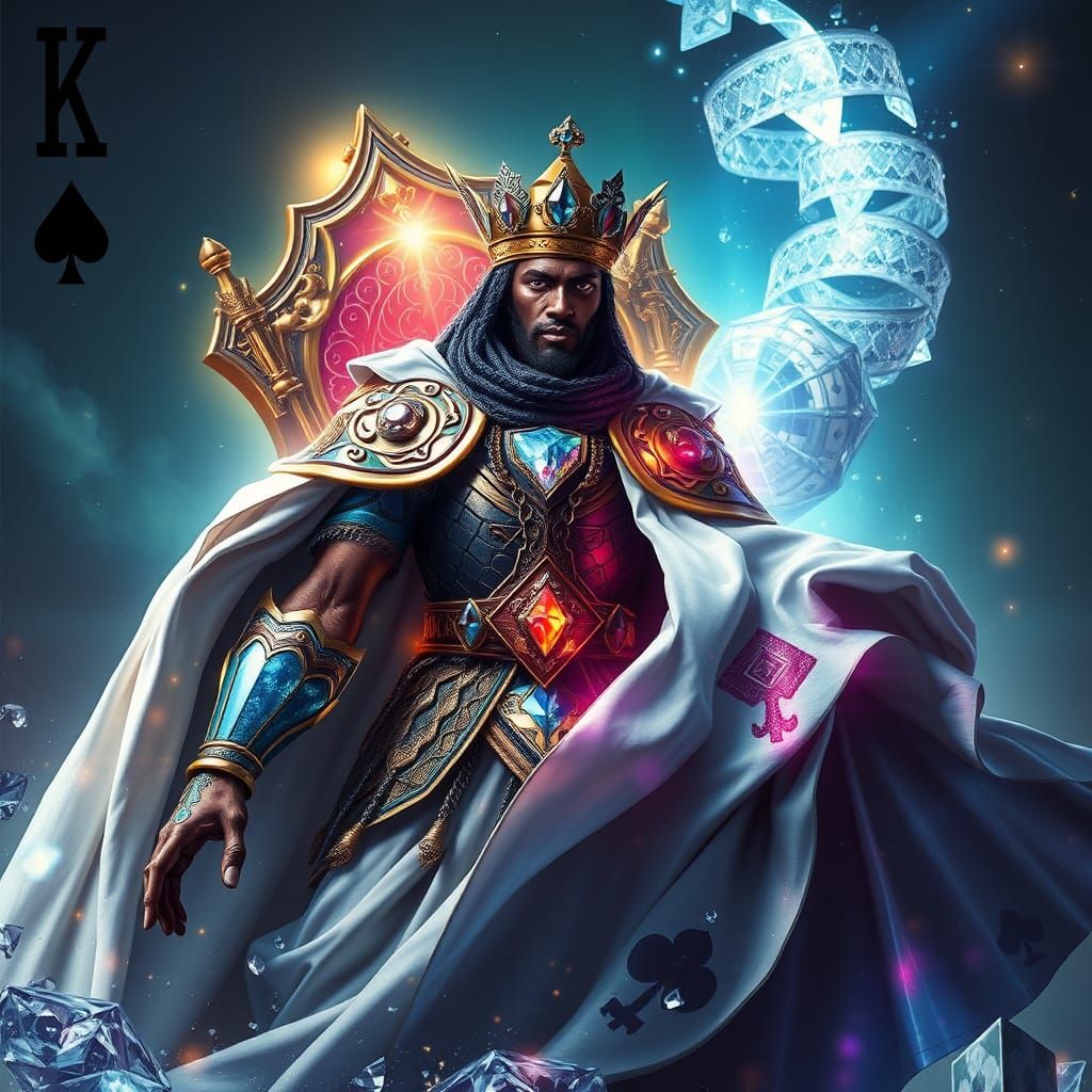 Somali King of Diamonds Emerges From Card in Crystal Armor