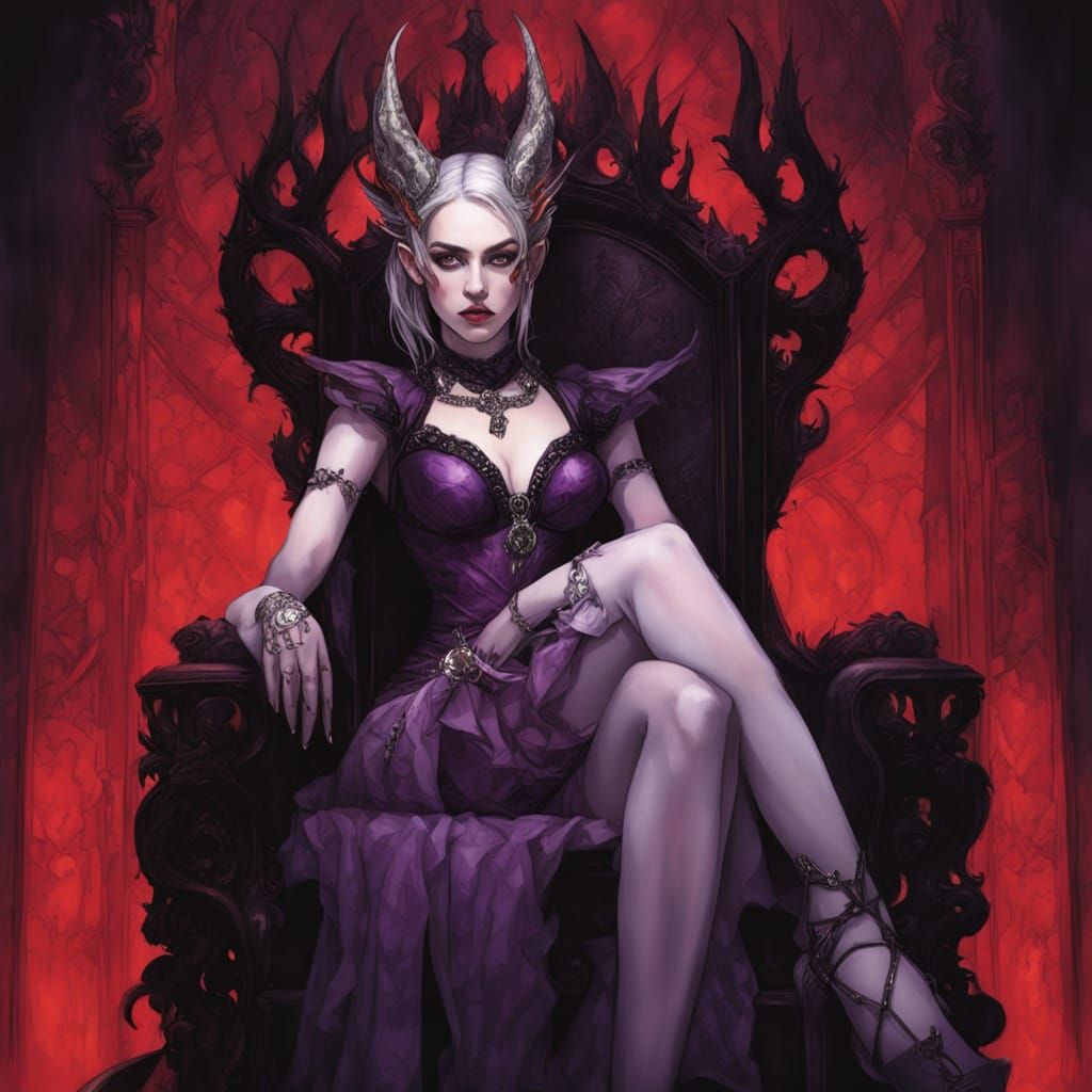 Dark Fantasy Fae Creature on Bone Throne