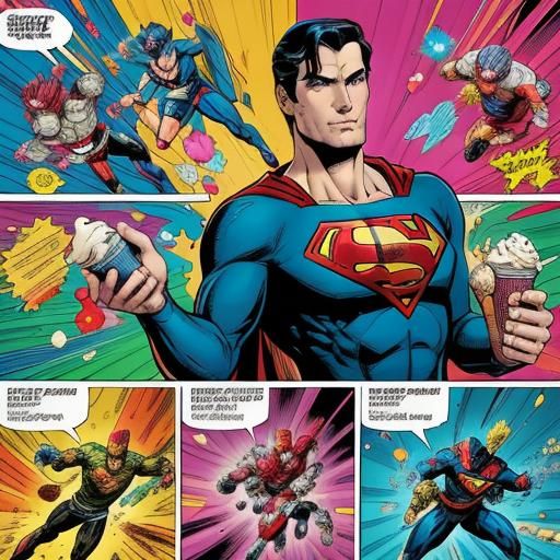 Supergirl and Superman at the Ice Cream Fountain