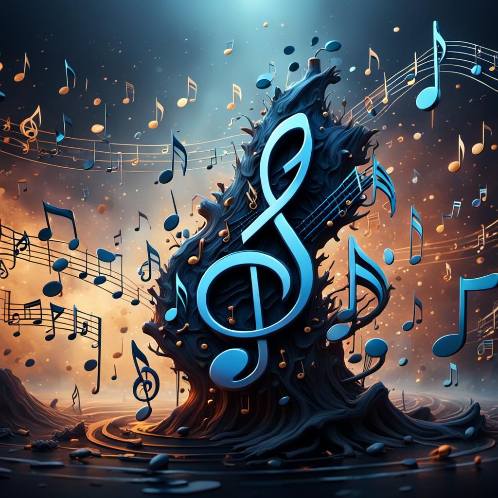 Fantastical Music Notes in Detailed Matte Painting