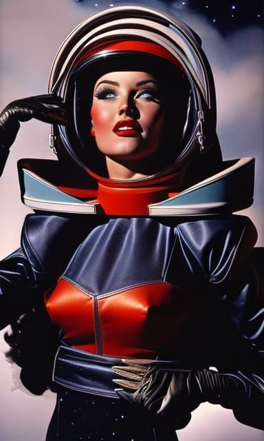 Retro Sci-Fi Space Girl in Vargas Style