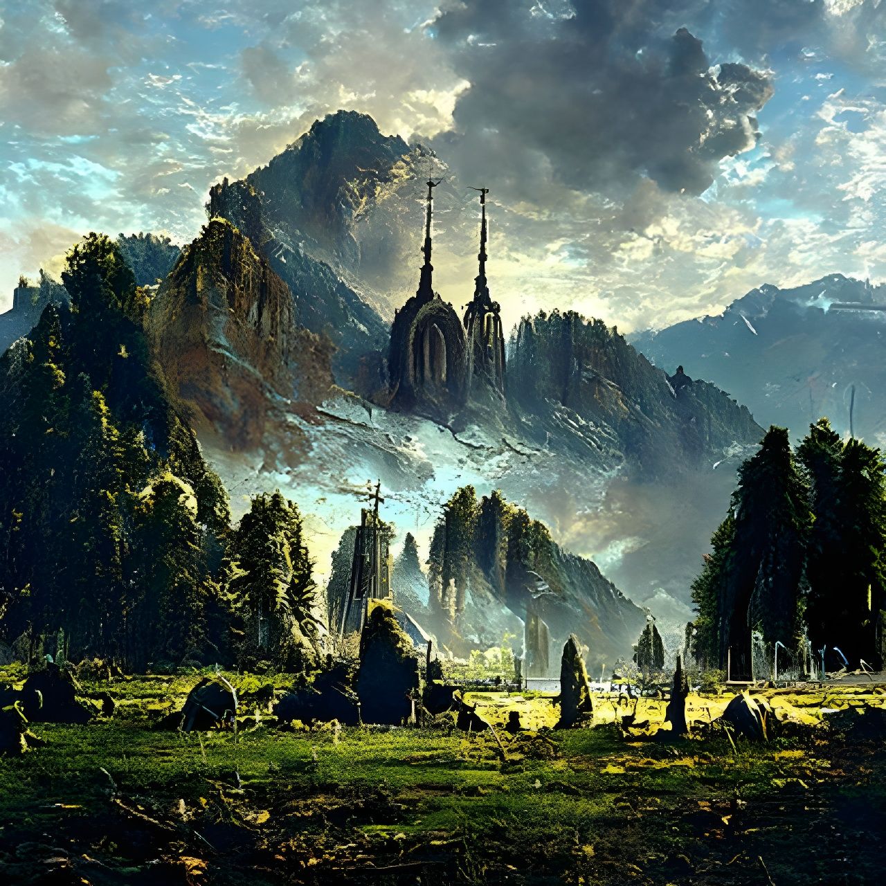 Alps Cathedral: Hyperrealistic Digital Landscape