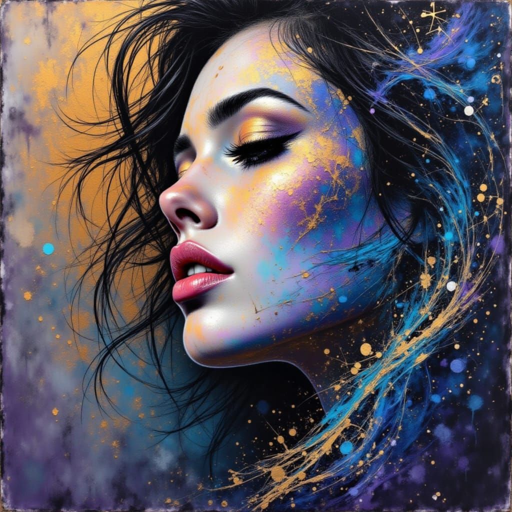 Chromatic Reverie: Dreamlike Portrait in Flowing Colors