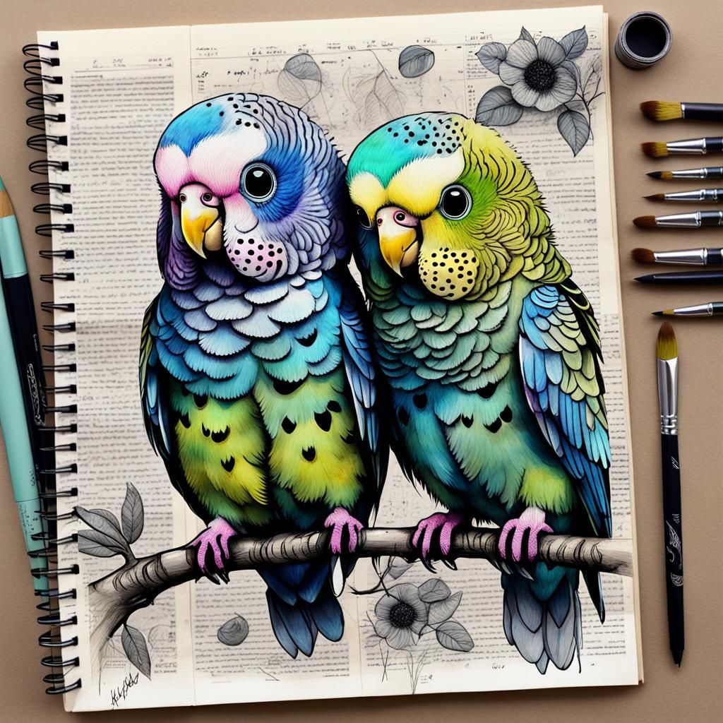 Chubby Budgies in Pop Surrealist Style